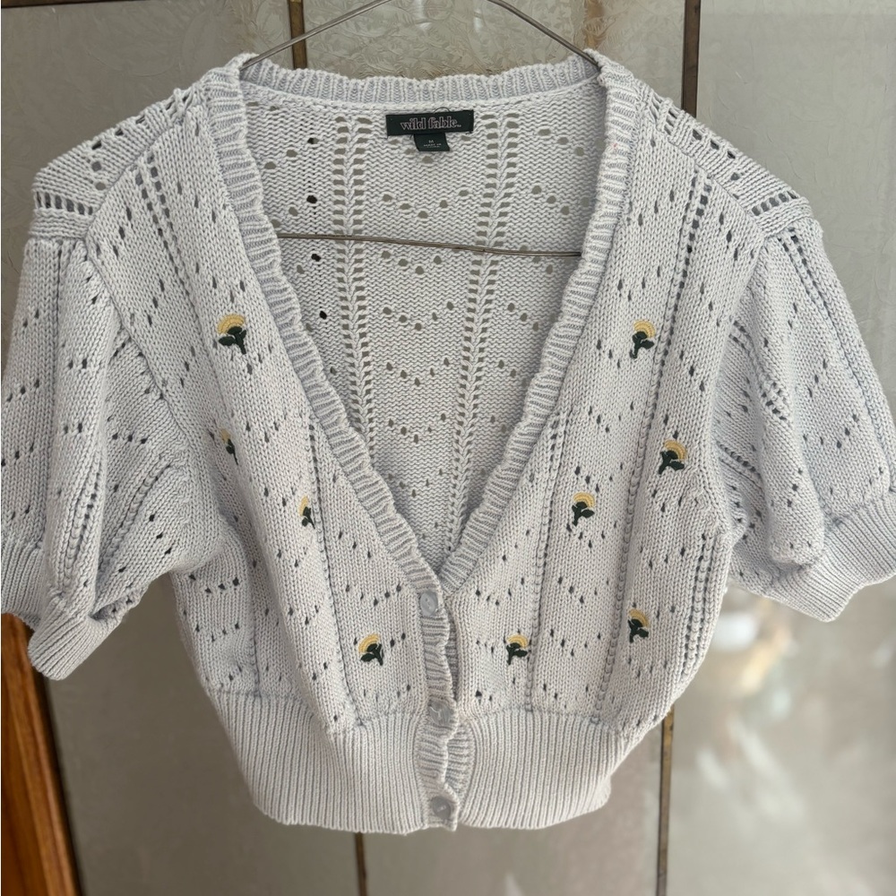 WILD FABLE FLORAL PATTERN KNIT CARDIGAN 17” - 20” PTP